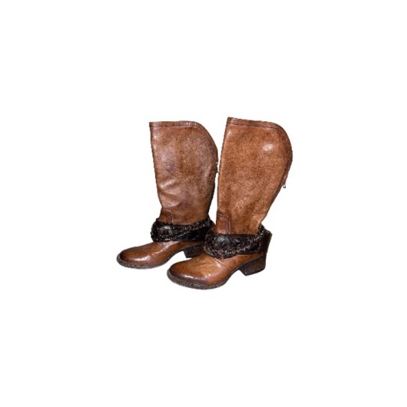 Freebird By Steven “Breck” Boho Embellished Brown Leather Boots - Women’s Size 6